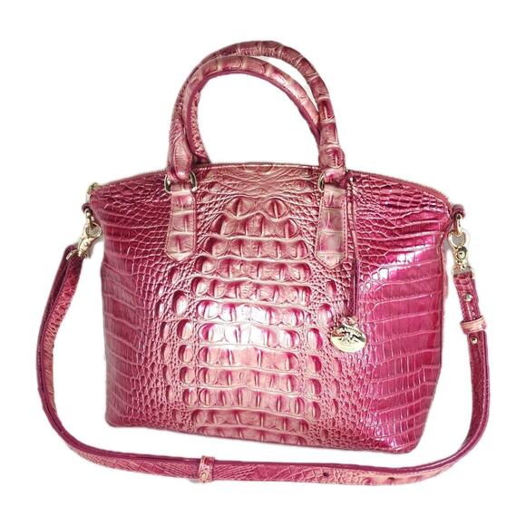 Brahmin Handbags - BRAHMIN DUXBURY Medium Pink BLUSH Leather Croc Embossed Ombre Satchel Handbag